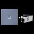 CAT.6 Shielded Pass-through Network Module, Single Port Panel + Shielded Pass-through (Grey) - Lan Cable and Tools by PMC TechLife | Online Shopping South Africa | PMC TechLife | Buy Now Pay Later Mobicred