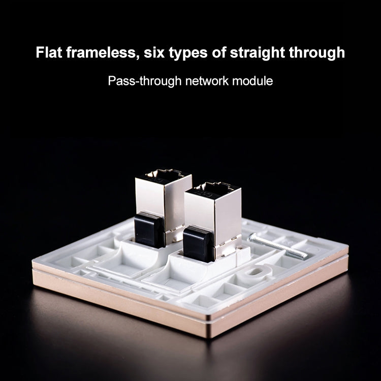 CAT.6 Shielded Pass-through Network Module, Single Port Panel + Shielded Pass-through (Gold)