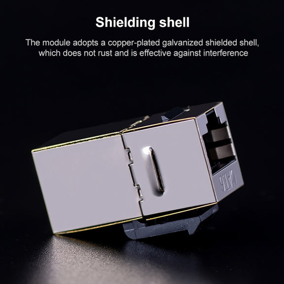 CAT.6 Shielded Pass-through Network Module, Dual Ports Panel + Shielded Pass-through (Grey)