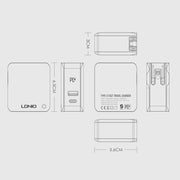 LDNIO A4403C 30W PD + Auto-id Foldable Fast Travel Charger with 1m 8 Pin Cable, EU Plug