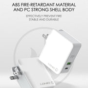 LDNIO A4403C 30W PD + Auto-id Foldable Fast Travel Charger with 1m 8 Pin Cable, UK Plug