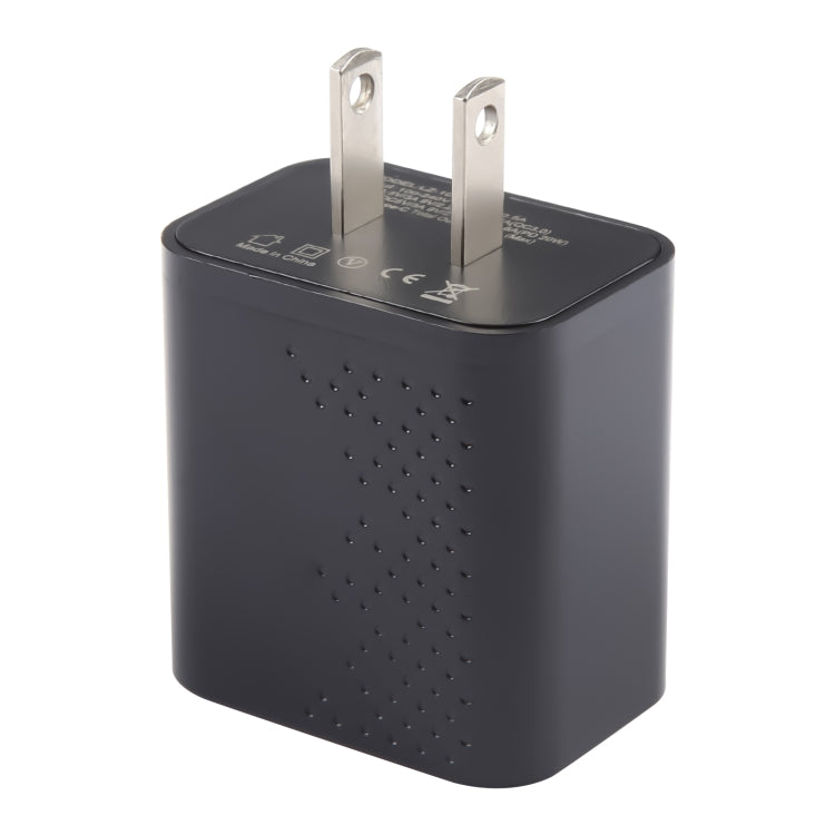 LZ-105A+C PD 20W USB-C/Type-C+QC 3.0 USB Ports Dot Pattern Travel Charger, US Plug(Black) - free shipping - PMC Jewellery - Order now!