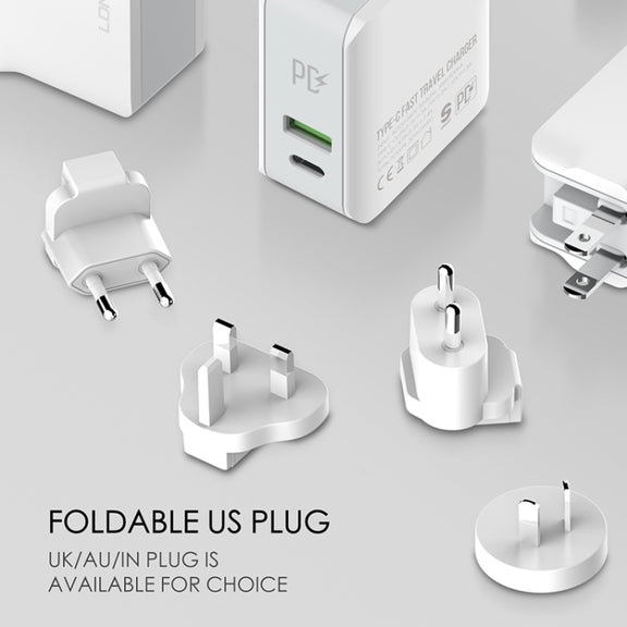 LDNIO A4403C 30W PD + Auto-id Foldable Fast Travel Charger with 1m USB-C / Type-C Cable, EU Plug
