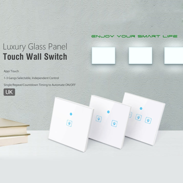 WS-UK-01 EWeLink APP & Touch Control 2A 1 Gang Tempered Glass Panel Smart Wall Switch, AC 90V-250V, UK Plug - Smart Socket by PMC TechLife | Online Shopping South Africa | PMC TechLife | Buy Now Pay Later Mobicred
