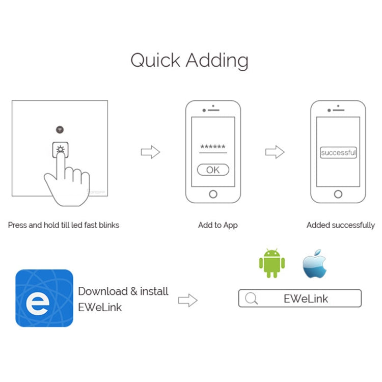 WS-UK-01 EWeLink APP & Touch Control 2A 1 Gang Tempered Glass Panel Smart Wall Switch, AC 90V-250V, UK Plug - Smart Socket by PMC TechLife | Online Shopping South Africa | PMC TechLife | Buy Now Pay Later Mobicred