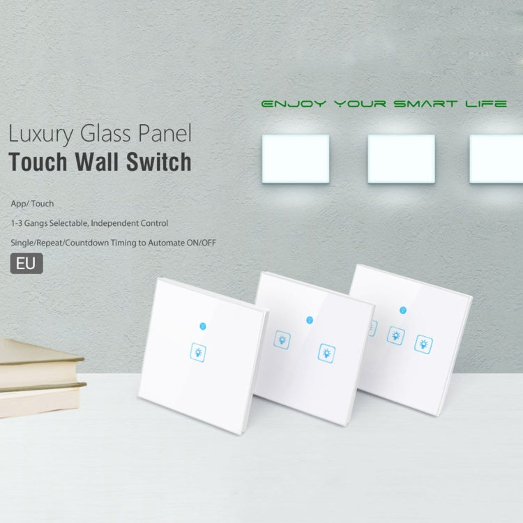WS-EU-03 EWeLink APP & Touch Control 2A 3 Gangs Tempered Glass Panel Smart Wall Switch, AC 90V-250V, EU Plug - Smart Socket by PMC TechLife | Online Shopping South Africa | PMC TechLife | Buy Now Pay Later Mobicred