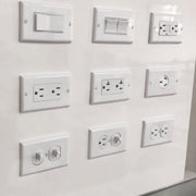 PC Double-connection Power Socket Switch with USB, US Plug, Square White UL 20A Leakage Protection Socket