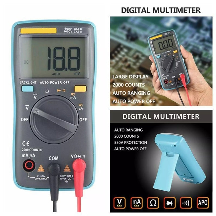 ZT98 CAT III  600V Portable Digital Multimeter 2000 Counts Back-light AC / DC Current Voltage Tester Meter with LCD Screen & Holder - Current & Voltage Tester by PMC TechLife | Online Shopping South Africa | PMC TechLife | Buy Now Pay Later Mobicred