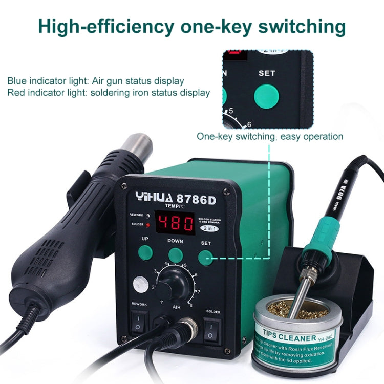 YIHUA 8786D 2 in 1 AC 220V LED Display Adjustable Temperature Hot Air Gun + Solder Station & Soldering Iron - Heat Guns by PMC TechLife | Online Shopping South Africa | PMC TechLife | Buy Now Pay Later Mobicred
