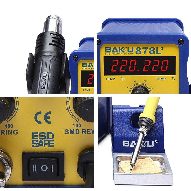 BAKU BK-878L2 AC 220V LED Display 2 in 1 Hot Air Gun Soldering Iron Soldering Station - Electric Soldering Iron by BAKU | Online Shopping South Africa | PMC TechLife | Buy Now Pay Later Mobicred