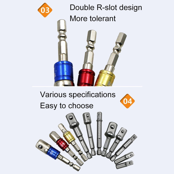3 PCS/Set Socket Bit Extension Bar Hex Shank Adapter Drill Nut Driver Power Drill Bit(1/4, 3/8, 1/2 inch), Length:50mm