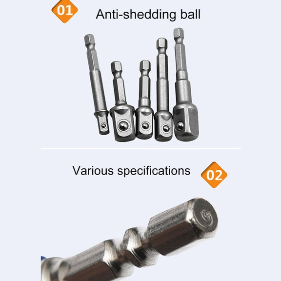 3 PCS/Set Socket Bit Extension Bar Hex Shank Adapter Drill Nut Driver Power Drill Bit(1/4, 3/8, 1/2 inch), Length:65-73mm