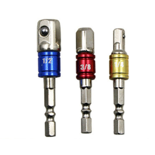 3 PCS/Set Socket Bit Extension Bar Hex Shank Adapter Drill Nut Driver Power Drill Bit(1/4, 3/8, 1/2 inch), Length:65-73mm - Hex Key & Spanner by PMC Jewellery | Online Shopping South Africa | PMC Jewellery | Buy Now Pay Later Mobicred