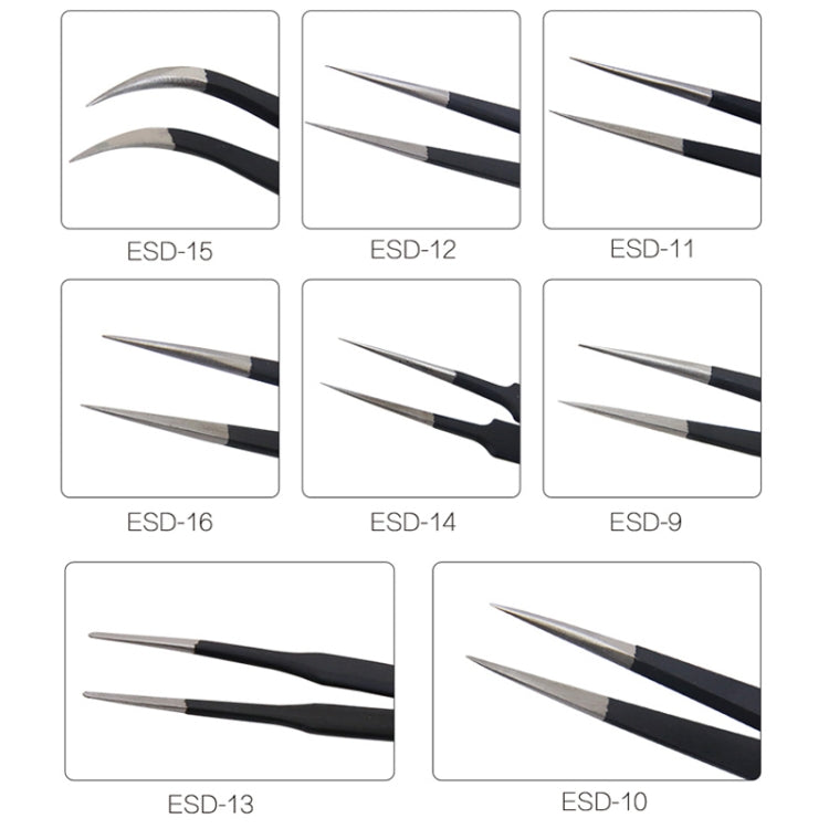 BEST BST-09 Precision Anti-static ESD Stainless Steel Tweezers - free shipping - PMC TechLife - Order now!