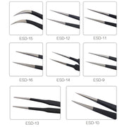 BEST BST-10 Precision Anti-static ESD Stainless Steel Tweezers