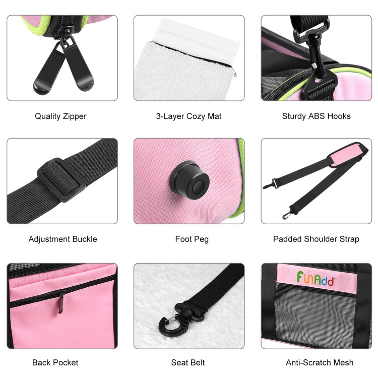 FUNADD Pet Travel Carrier Bag Shoulder Foldable Tote Bag(Pink) - Pet Storages & Bags by FunAdd | Online Shopping South Africa | PMC Jewellery | Buy Now Pay Later Mobicred