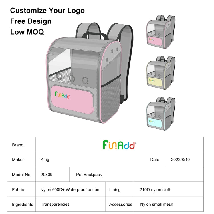 FUNADD Fold Breathable Pet Backpack Outdoor Shoulders Cat Bag (Pink) - free shipping - PMC Jewellery - Order now!