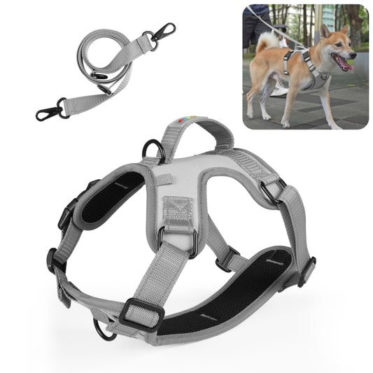 FunAdd Traction Rope Reflective Breathable Nylon Pet Vest Dog Harness, Size: M (Grey) - Leashes & Chest Strap by FunAdd | Online Shopping South Africa | PMC Jewellery | Buy Now Pay Later Mobicred