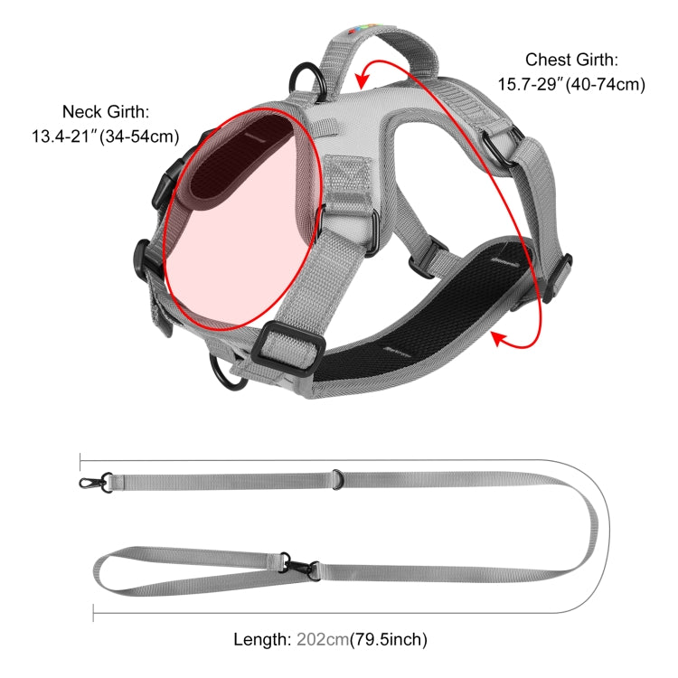 FunAdd Traction Rope Reflective Breathable Nylon Pet Vest Dog Harness, Size: M (Grey) - Leashes & Chest Strap by FunAdd | Online Shopping South Africa | PMC Jewellery | Buy Now Pay Later Mobicred