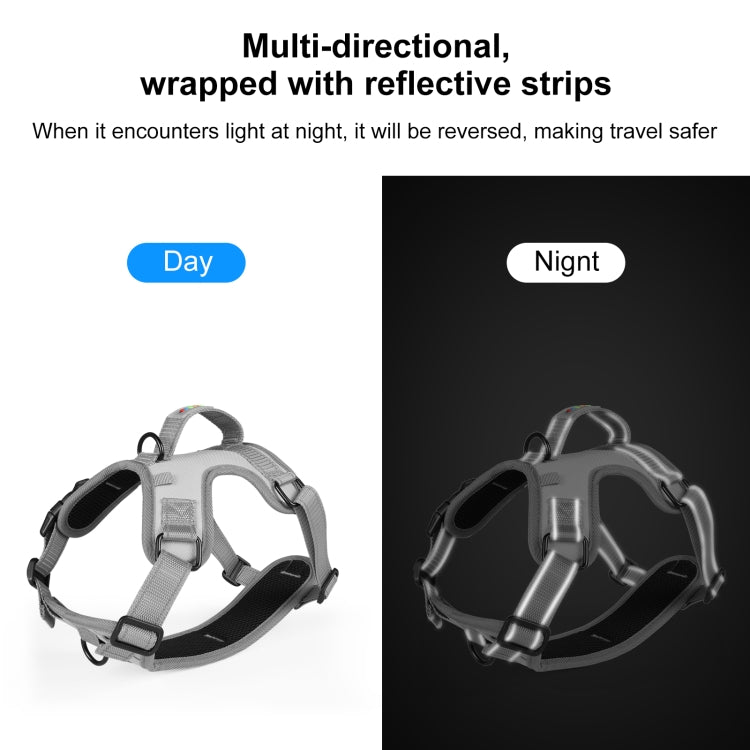 FunAdd Traction Rope Reflective Breathable Nylon Pet Vest Dog Harness, Size: M (Grey) - Leashes & Chest Strap by FunAdd | Online Shopping South Africa | PMC Jewellery | Buy Now Pay Later Mobicred