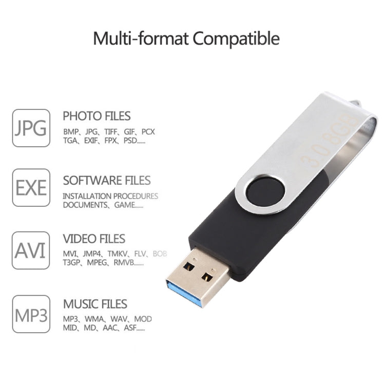 8GB Twister USB 3.0 Flash Disk USB Flash Drive (Black) - USB Flash Drives by PMC Jewellery | Online Shopping South Africa | PMC Jewellery | Buy Now Pay Later Mobicred