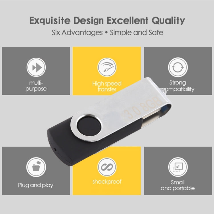8GB Twister USB 3.0 Flash Disk USB Flash Drive (Black) - USB Flash Drives by PMC Jewellery | Online Shopping South Africa | PMC Jewellery | Buy Now Pay Later Mobicred