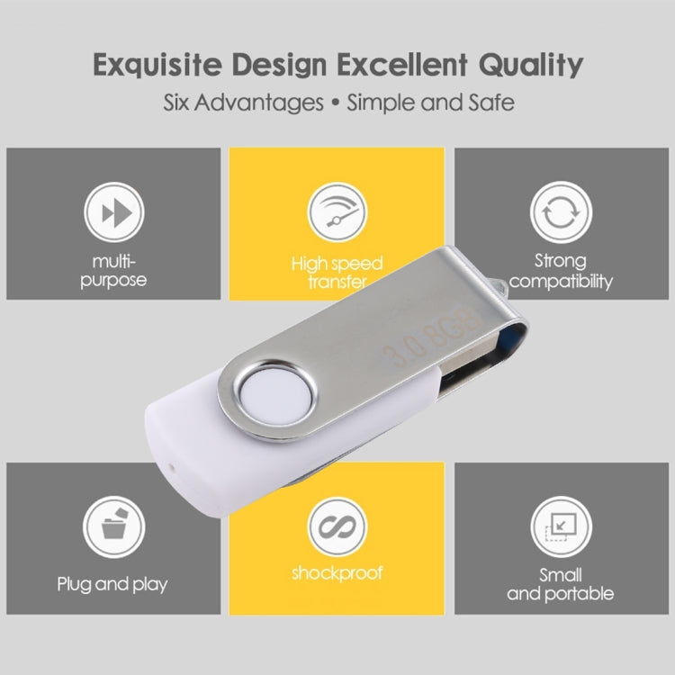 8GB Twister USB 3.0 Flash Disk USB Flash Drive (White) - USB Flash Drives by PMC Jewellery | Online Shopping South Africa | PMC Jewellery | Buy Now Pay Later Mobicred