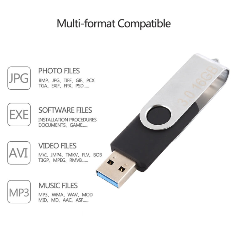 16GB Twister USB 3.0 Flash Disk USB Flash Drive (Black) - USB Flash Drives by PMC Jewellery | Online Shopping South Africa | PMC Jewellery | Buy Now Pay Later Mobicred