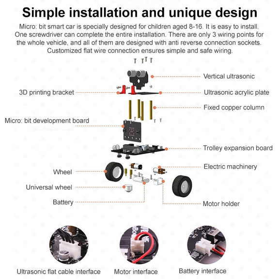 Yahboom Microbit Smart Robot Car Bitbot with IR and APP for Micro:bit V2/V1.5, without Micro:bit V2/V1.5 Board