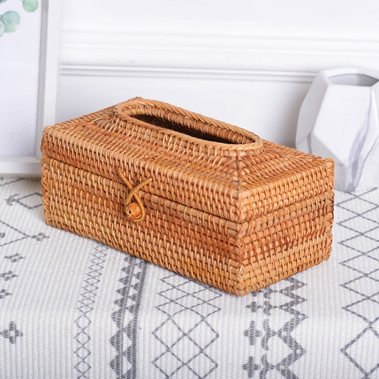 ZJH01 Restaurant Desktop Rattan Braided Tissue Storage Box Case, Size: L - Storage Boxes by PMc TechLife | Online Shopping South Africa | PMc TechLife | Buy Now Pay Later Mobicred