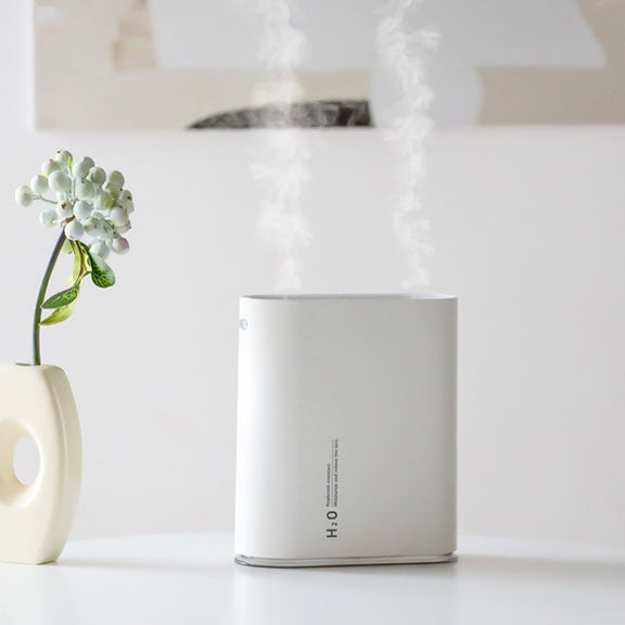 Y10 Runway Dual Jet Humidifier Colorful Marquee Night Light 1L Air Purifier for Home Office(White)