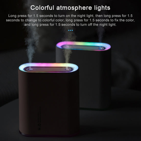 Y10 Runway Dual Jet Humidifier Colorful Marquee Night Light 1L Air Purifier for Home Office(Pink)