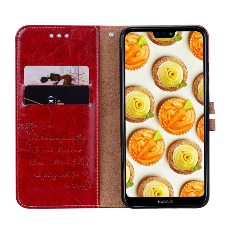 For Huawei P20 Lite Business Style Oil Wax Texture Horizontal Flip Leather Case with Holder & Card Slots & Wallet(Red) - free shipping - PMC TechLife - Order now!