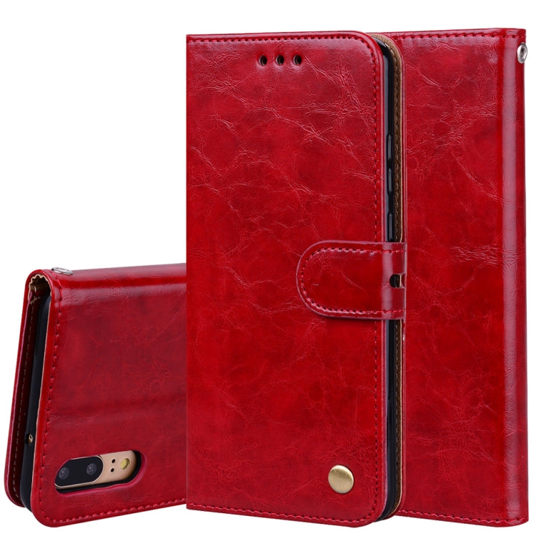For Huawei P20 Business Style Oil Wax Texture Horizontal Flip Leather Case with Holder & Card Slots & Wallet(Red) - Huawei Cases by PMC TechLife | Online Shopping South Africa | PMC TechLife | Buy Now Pay Later Mobicred