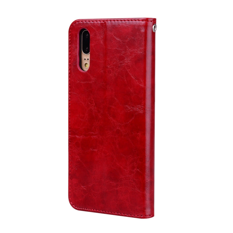 For Huawei P20 Business Style Oil Wax Texture Horizontal Flip Leather Case with Holder & Card Slots & Wallet(Red) - Huawei Cases by PMC TechLife | Online Shopping South Africa | PMC TechLife | Buy Now Pay Later Mobicred