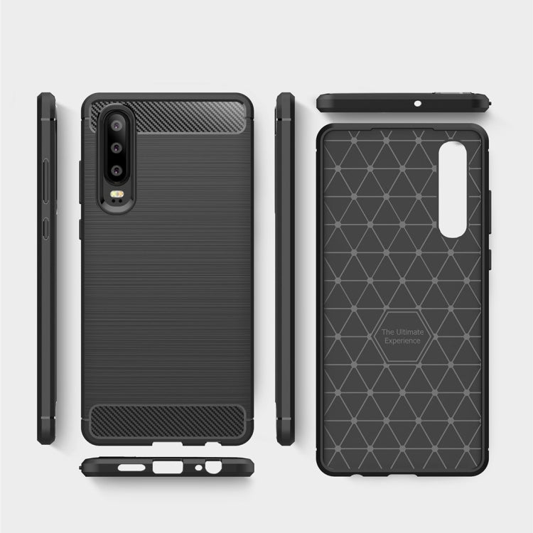 Brushed Texture Carbon Fiber Shockproof TPU Case for Huawei P30 (Navy Blue)
