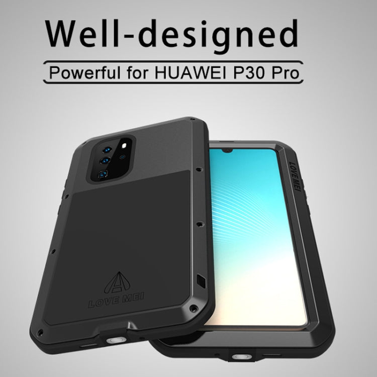 LOVE MEI Powerful Dustproof Shockproof Splashproof Metal + Silicone Combination Case for Huawei P30 Pro (Black) - Huawei Cases by LOVE MEI | Online Shopping South Africa | PMC Jewellery | Buy Now Pay Later Mobicred
