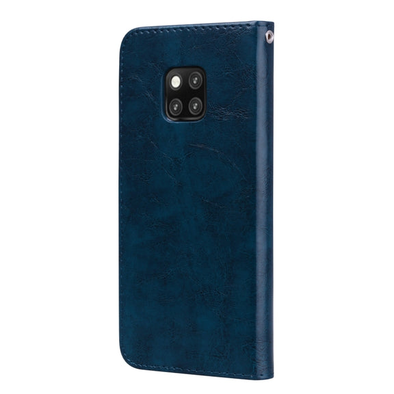 Business Style Oil Wax Texture Horizontal Flip Leather Case for Huawei Mate 20 Pro, with Holder & Card Slots & Wallet (Blue)