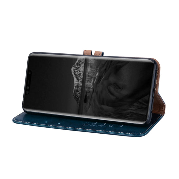 Business Style Oil Wax Texture Horizontal Flip Leather Case for Huawei Mate 20 Pro, with Holder & Card Slots & Wallet (Blue)