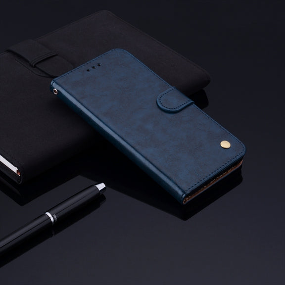 Business Style Oil Wax Texture Horizontal Flip Leather Case for Huawei Mate 20 Pro, with Holder & Card Slots & Wallet (Blue)