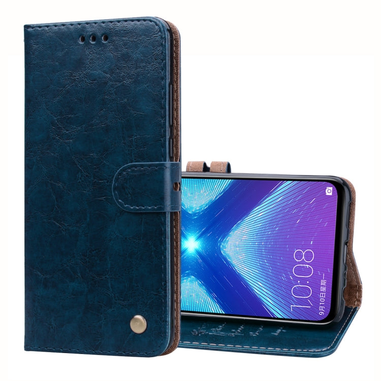 Business Style Oil Wax Texture Horizontal Flip Leather Case for Huawei Honor 8X, with Holder & Card Slots & Wallet(Blue) - Honor Cases by PMC TechLife | Online Shopping South Africa | PMC TechLife | Buy Now Pay Later Mobicred
