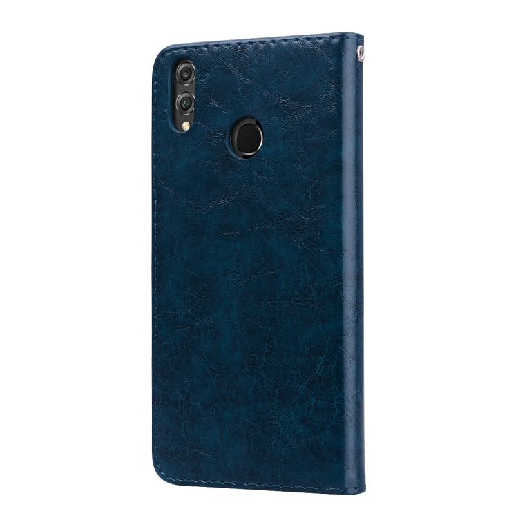 Business Style Oil Wax Texture Horizontal Flip Leather Case for Huawei Honor 8X, with Holder & Card Slots & Wallet(Blue) - Honor Cases by PMC TechLife | Online Shopping South Africa | PMC TechLife | Buy Now Pay Later Mobicred