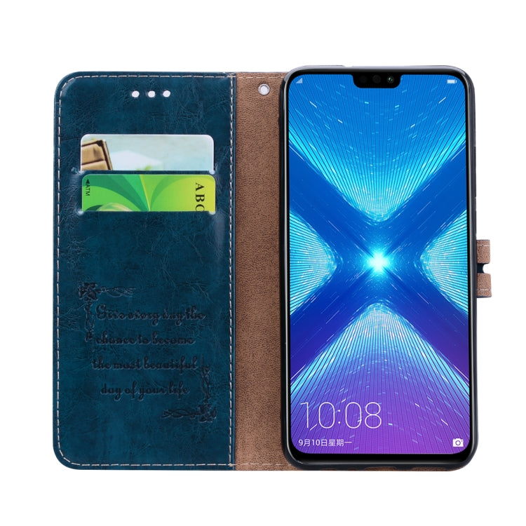 Business Style Oil Wax Texture Horizontal Flip Leather Case for Huawei Honor 8X, with Holder & Card Slots & Wallet(Blue) - Honor Cases by PMC TechLife | Online Shopping South Africa | PMC TechLife | Buy Now Pay Later Mobicred