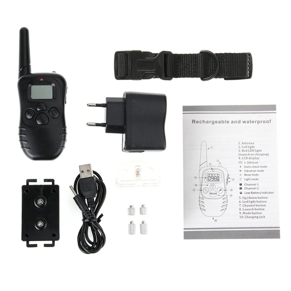 Rechargeable and Water-resistant 300m Remote Pet Dog Training Collar with LCD display