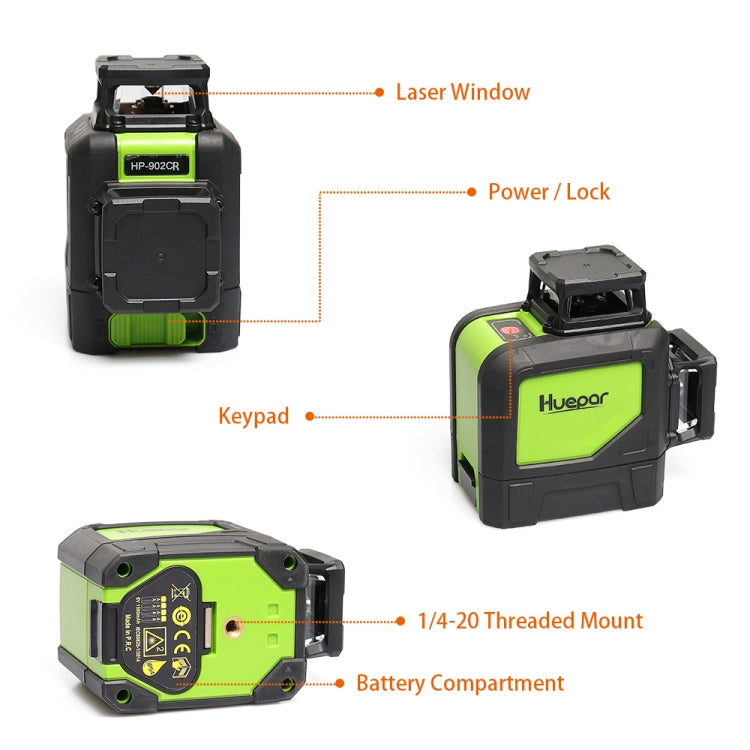 902CR 2��360 Degrees Laser Level Covering Walls and Floors 8 Line Red Beam IP54 Water / Dust proof(Red) - Laser Rangefinder by PMC TechLife | Online Shopping South Africa | PMC TechLife | Buy Now Pay Later Mobicred