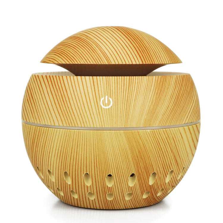 Wood Grain USB Hollowed-out Humidifier Seven Color Aromatherapy Lamp Automatic Alcohol Sprayer with Remote Control(Light Brown-2)