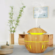 Wood Grain USB Hollowed-out Humidifier Seven Color Aromatherapy Lamp Automatic Alcohol Sprayer with Remote Control(Light Brown-3) - free shipping - PMC TechLife - Order now!
