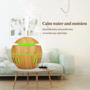 Wood Grain USB Hollowed-out Humidifier Seven Color Aromatherapy Lamp Automatic Alcohol Sprayer with Remote Control(White-3)