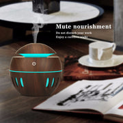 Wood Grain USB Hollowed-out Humidifier Seven Color Aromatherapy Lamp Automatic Alcohol Sprayer with Remote Control(White-3)