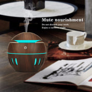 Wood Grain USB Hollowed-out Humidifier Seven Color Aromatherapy Lamp Automatic Alcohol Sprayer with Remote Control(Green)